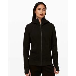 Lululemon Scuba Hoodie *Light Cotton Fleece Black Full Zip Size 6 pockets